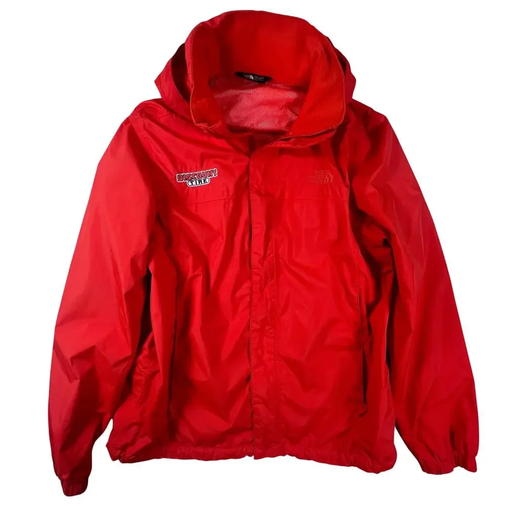 North Face DryVent Rain Jacket Mens L Red Packable Hood Waterproof Discount Tire
